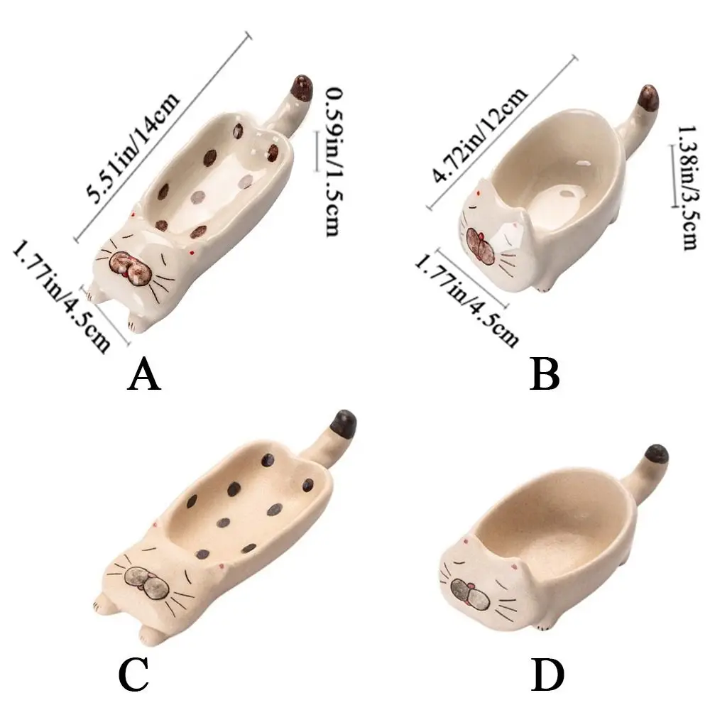 Cute Ceramic Seasoning Plate Cat Chopsticks Holder Home Decoration Ketchup