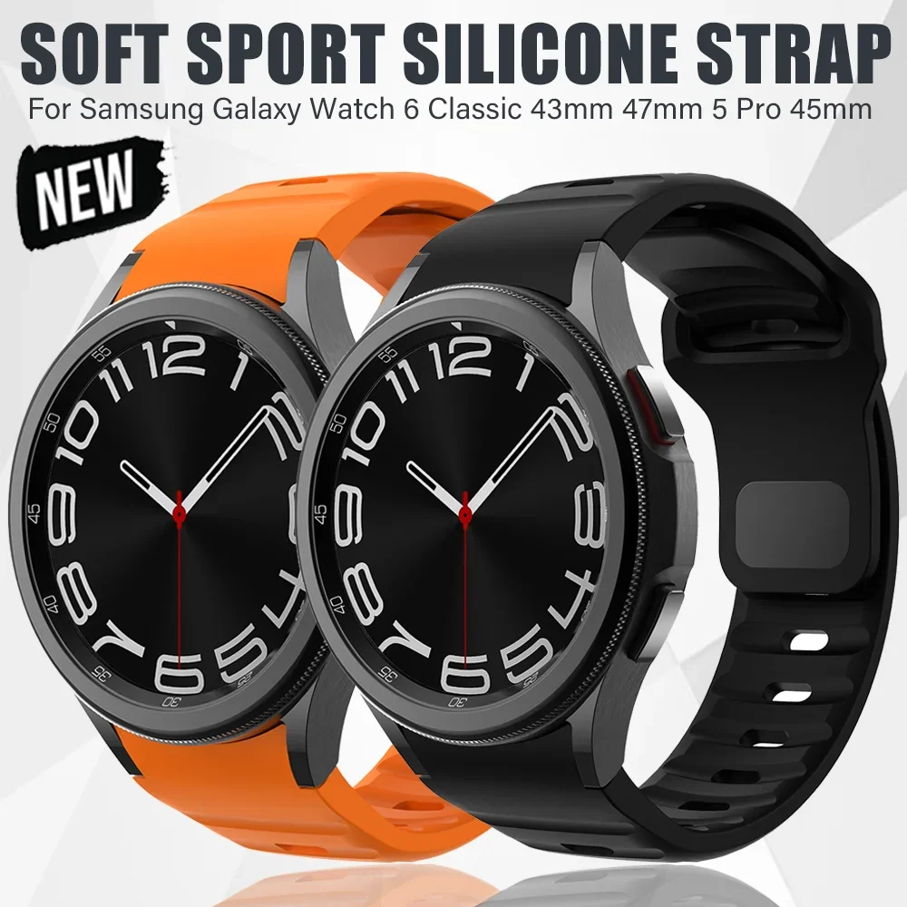 

Ремешок силиконовый для Samsung Galaxy Watch Classic, спортивный браслет без зазора, 47 мм 43 мм 42 46 мм 5 4 6 40 мм 44 мм 5 pro 45 мм
