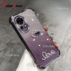 3D Love Shockproof Glitter Plating Silicone Phone Case for Huawei nova 7 5G (PURPLE)