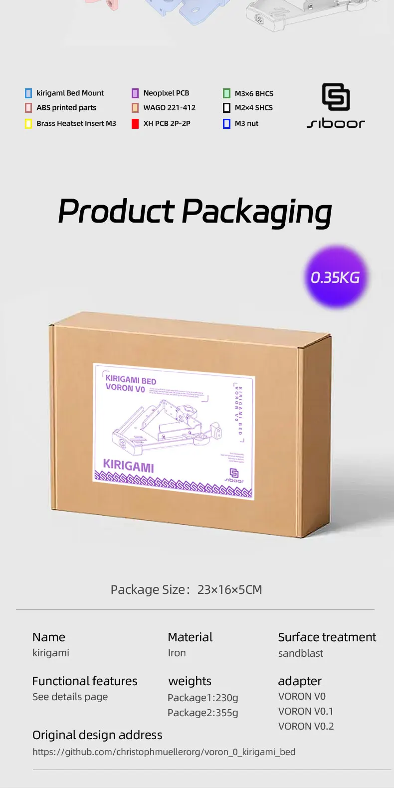 Impressora 3D Kits de Atualização, Voron 0.2, V0, V0.1, V0.2