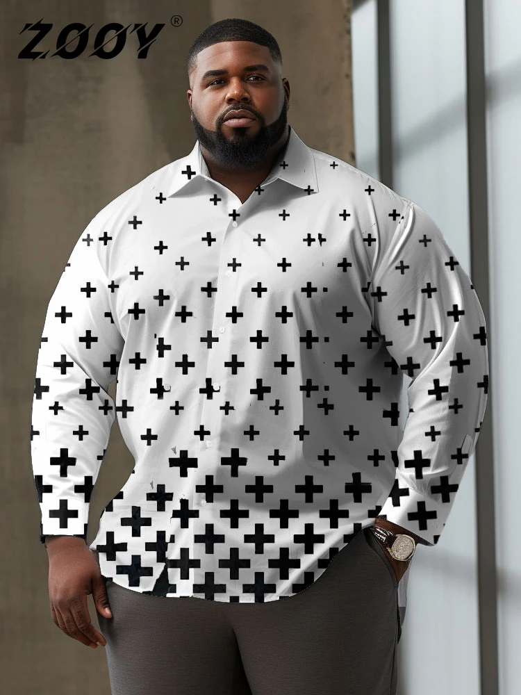 

ZOOY (L-9XL) Plus Size Men's Chest 202cm Irregular Gradient Dot Pattern Printed Fashion Comfortable Casual Long sleeved Shirt