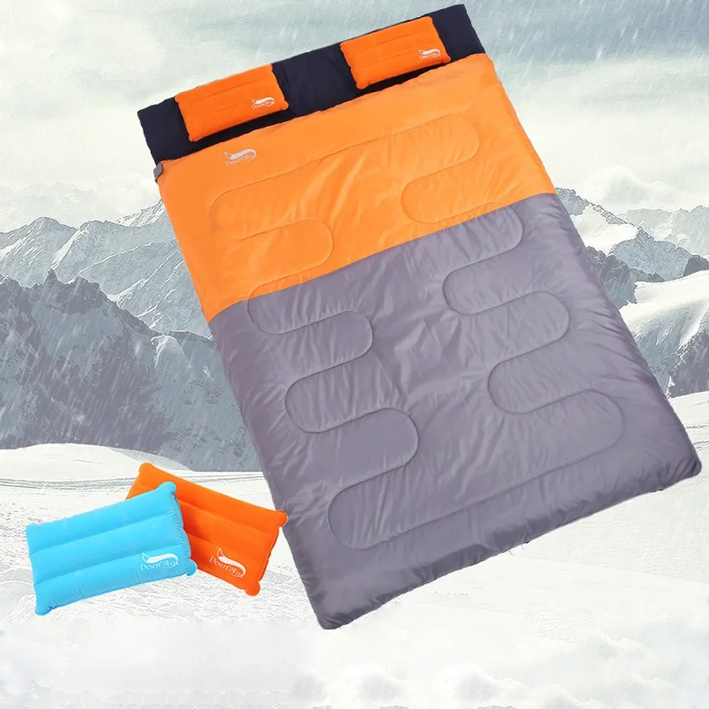 

Outdoor Double Sleeping Bag Camping Single Sleeping Bag 2 in 1 with 2 Pillows for Backpacking Camping Tent Hiking Climbing