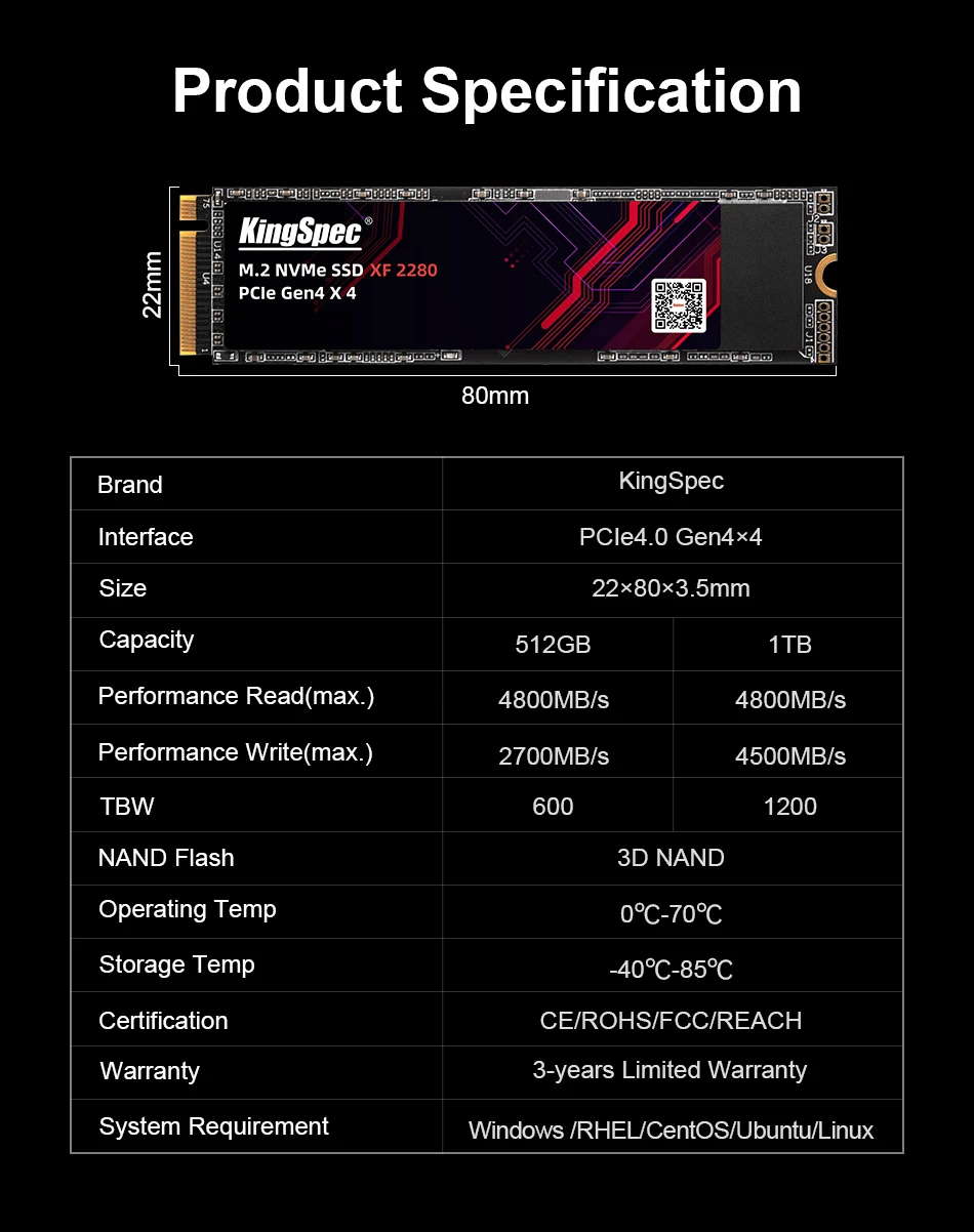 2.5 inch internal ssd KingSpec SSD M2 NVME PCIe 4.0 512GB 1TB Ssd M.2 2280 PCIe Gen4X4 High Speed SSD Nmve Hard Drive Disk Internal Solid State Drive solid state internal hard drive