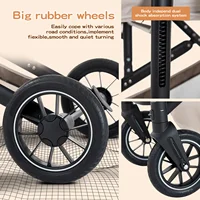 Poussette de luxe 3-en-1 avec siège auto pour nouveau-né, landau tout-terrain, poussette de voyage pour bébé avec amortisseurs et cadre en aluminium 6