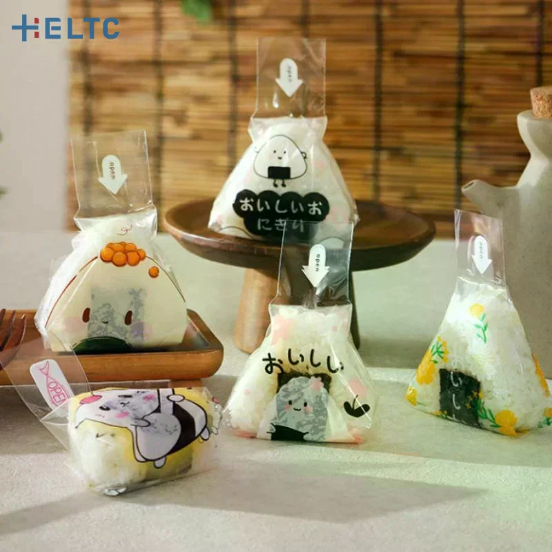 100pcs 일회용 일본식 쌀볼 가방 삼각형 모양의 스시 오니기리 식품 포장지 도시락 학교용 누출 방지 포장