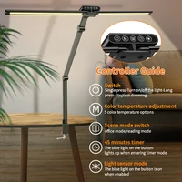 24W Double Head Desk Lamp with Clamp Led Desk Lights for Home Office 4 Brightness 4 Color Auto Dimming Task Lamp 1