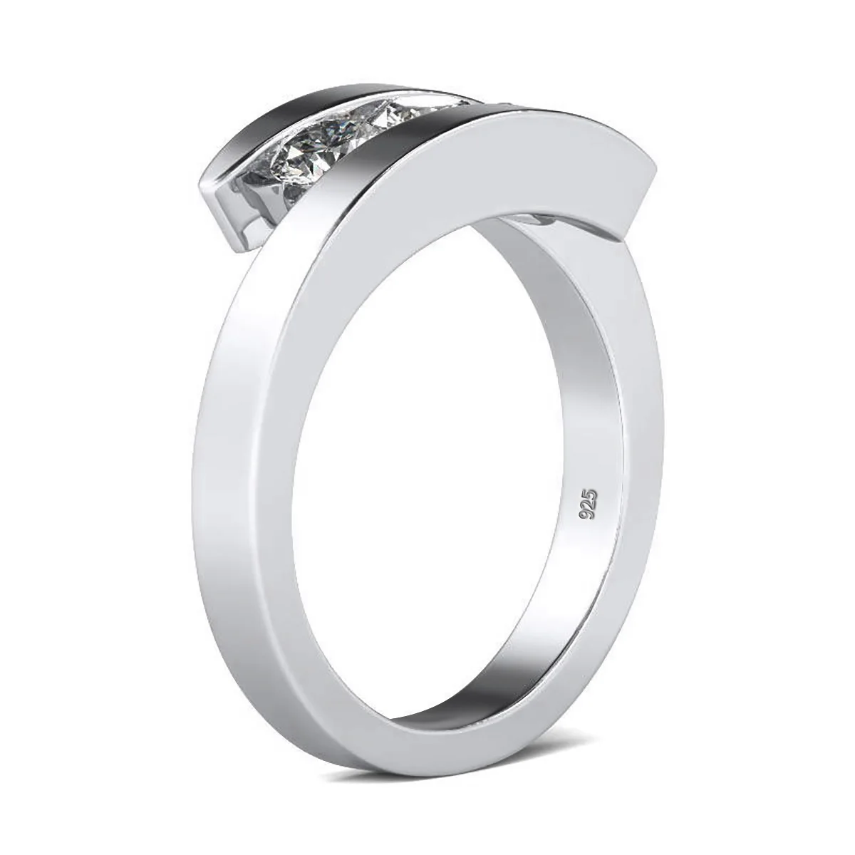 Silver Ring Silver Rings Moissanite Ring 4mm 0.3ct D Color VVS1 925 Sterling Silver Moissanite Ring For Woman Wedding Anniversary Fine Jewelry Gift