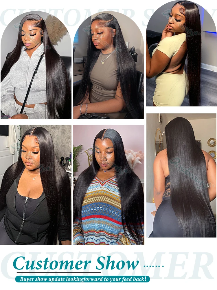 Human Hair Wig 250 Density 40 Inch Transparent Bone Straight 13x4 13x6 HD Lace Frontal Pre Plucked For Women