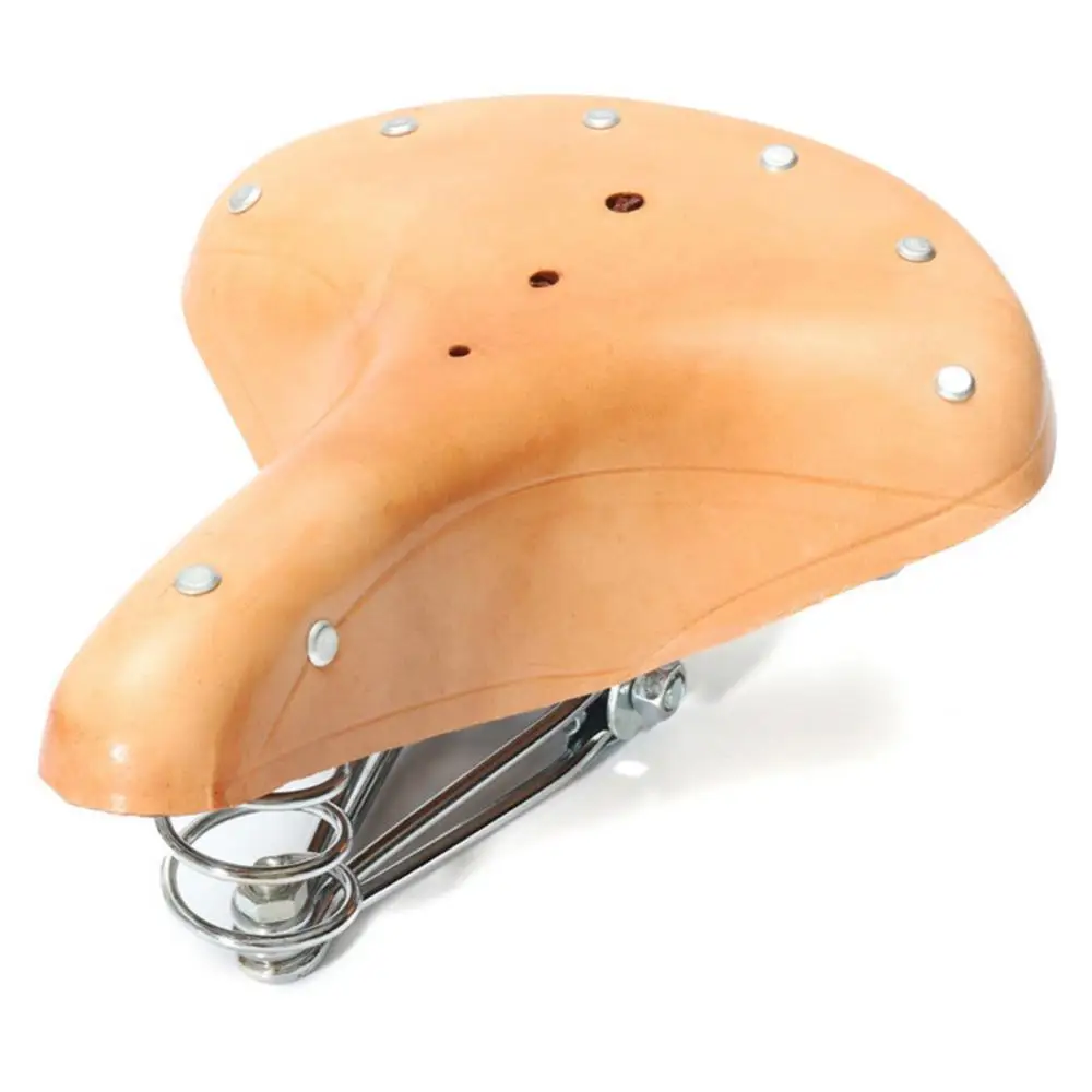 Selle De Vélo Rétro Cuir Marron - Large, à Ressorts, Universelle
