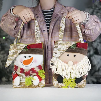 Merry Christmas Candy Bags Santa Claus Gift Holders Stockings Snowman Pendant New Year Xmas Ornament Festive Party Supplies 2