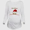 Pregnant Woman Christmas Long Sleeve Santa Baby Print T Shirt Christmas Side Ruched Maternity Top Pregnancy Clothes Pregnant Tee 5