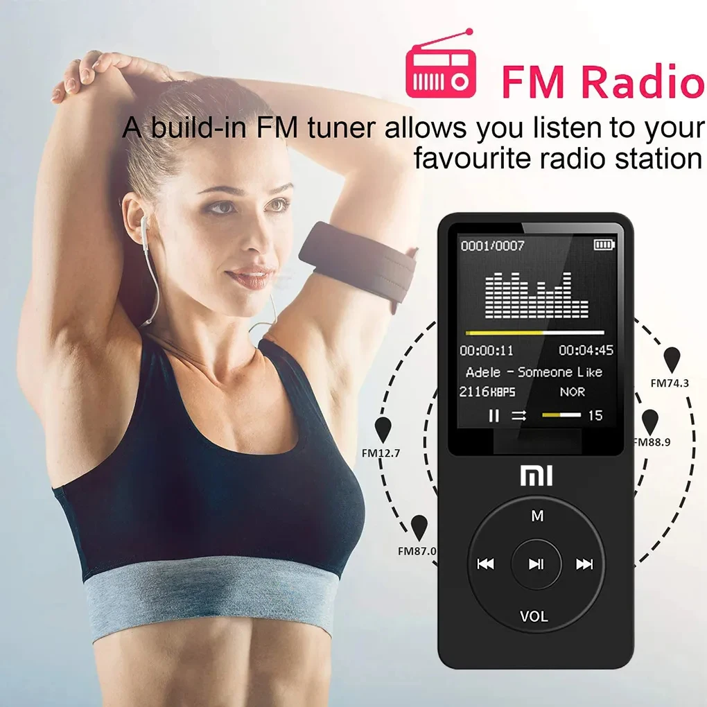 XIAOMI MP3 Player  FM Radio Bluetooth Digital Display Media Bluetooth MP4 Player Walkman Pocket Audio Walkman Walking Music Play