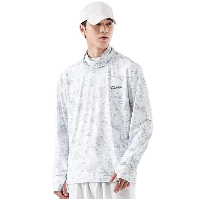 New GAMAKATSU Fishing Jacket Men Summer Thin Ice Silk Long Sleeve Pullover Sport Sunscreen Hooded Quick Dry Fishing T-shirt fishing shirt