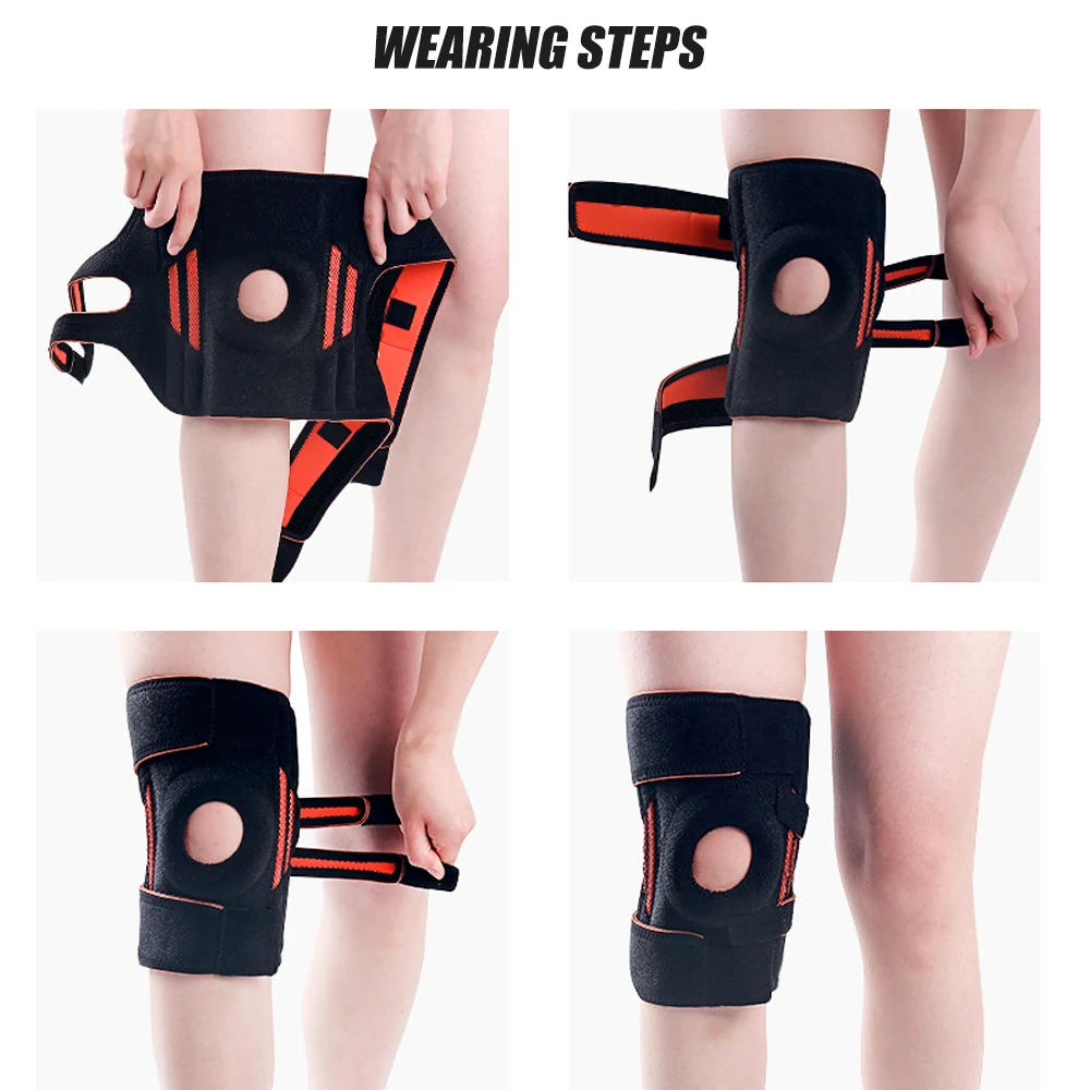 1Pcs Sport Knee Pads Guard Cycling Knee Brace Compression Springs Support Protector Joint Pain Relief, Injury Recovery