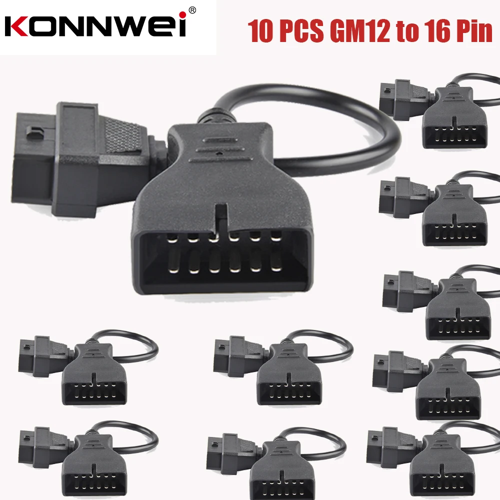 10 Pcs Gm12 Obd2 Gm 12pin Connector Gm12 To 16 Pin Obd2 Adapter ...