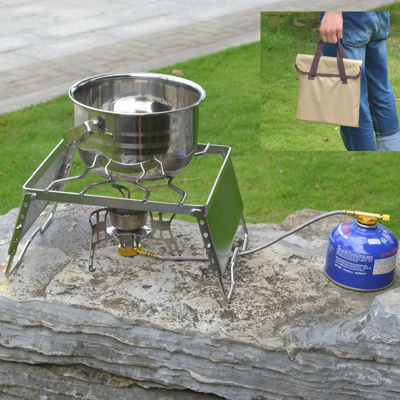 Outdoor Windproof Camping Pot Rack Portable Stainless Steel Stove Head