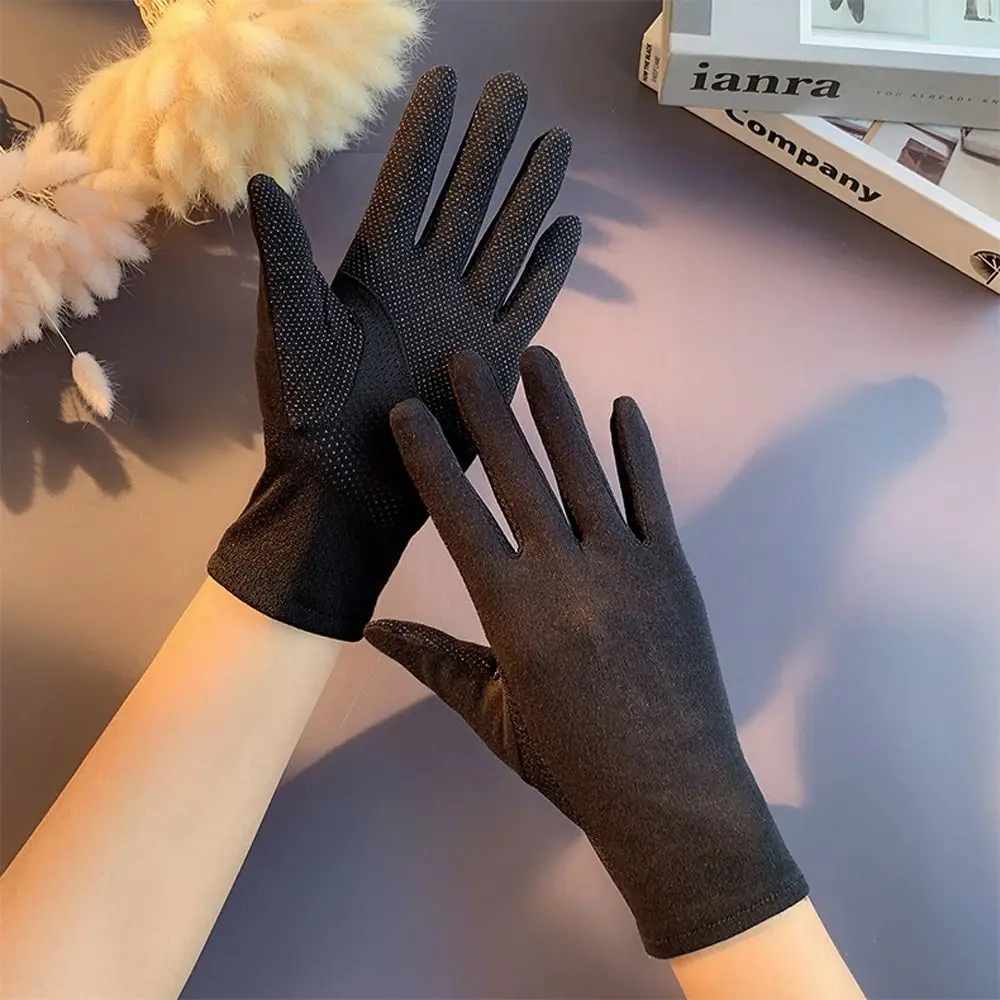 

Anti-slip Touch Screen Five Fingers Gloves Cotton Women Driving Gloves Solid Color Summer Sunscreen Gloves Outdoor Mittens