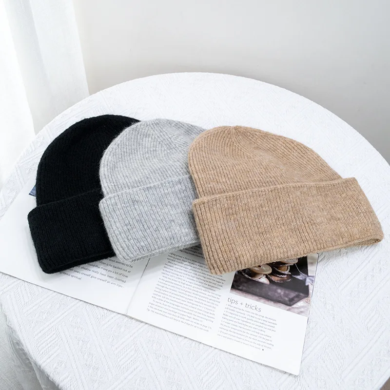 

Новинка, теплые однотонные осенние шерстяные толстые удобные облегающие шапки большого размера, подходящие ко всему мягкие аксессуары, подарок