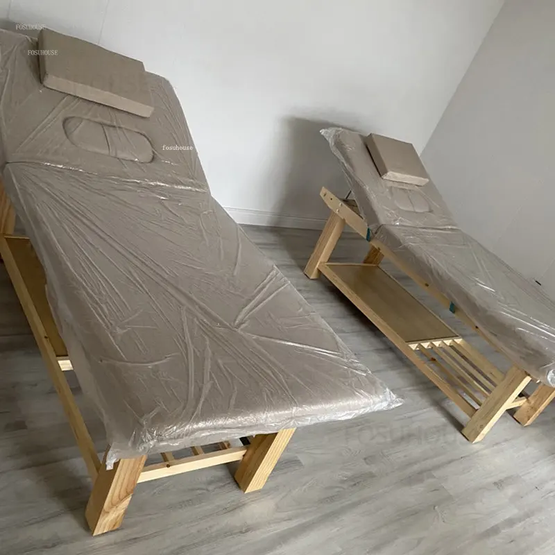 European Solid Wood Massage Tables Beauty Salon Special Multi-functional Moxibustion Therapy Bed with Hole Body Massage Beds C