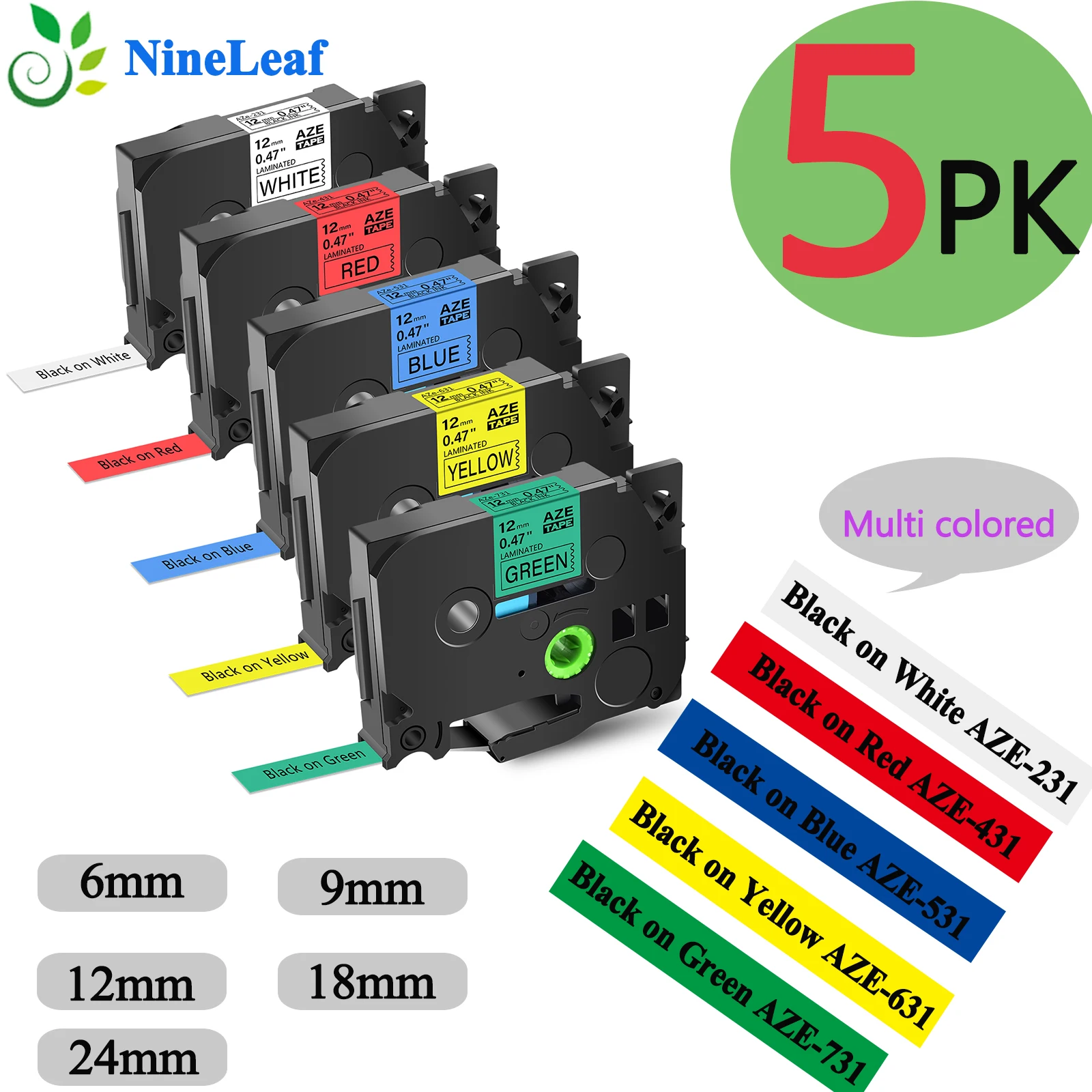 Nastri Per Etichette BIGGER Per Brother TZe-131/231 | 12mm X 8m | Conf. Da 6 - Foto 8