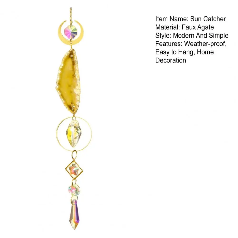 Faux Agate Plate Sun Catcher Ornament Indoor Garden Home Office Wall Window Hanging Natural Stone Plate Fake Crystal Pendant