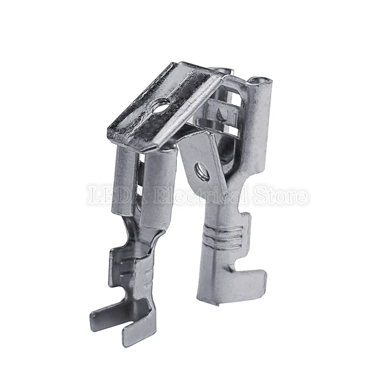 Terminal Block 6.3mm 4.8mm Anti-back Strap Self-locking Plug Spring Cold-Pressed Terminal Block Wire Copper Joint DJ6212-4.8B DJ6212-6.3B
