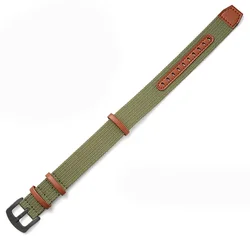 Versatile Green/Black/Grey Nylon Leather Sport Watchband - Soft 20mm/22mm Strap - 22mm (Green - black)