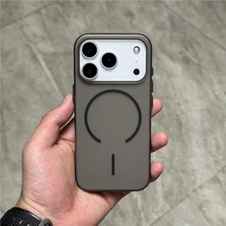Ultra - Thin Matte Magnetic Wireless Charging Case - Hard PC Translucent Cover - iPhone 15 Plus (Black)
