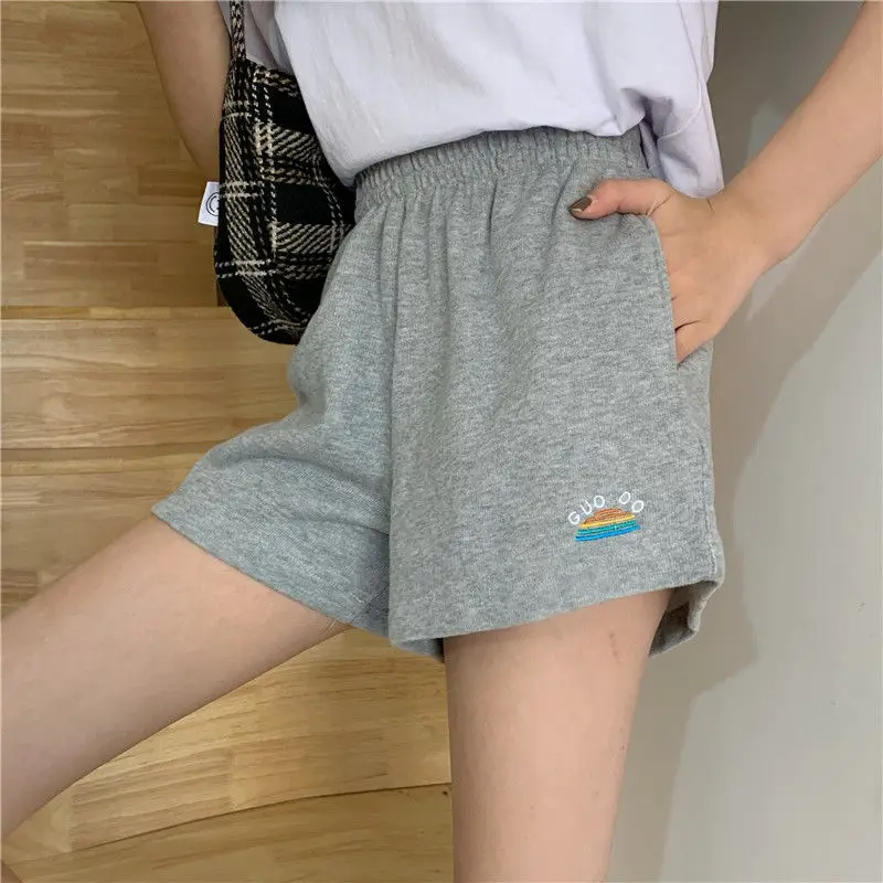 Korea Ulzzang plus size high waist slim loose shorts Letter printing Vintage women shorts casual fashion punk new hip-hop shorts cotton shorts