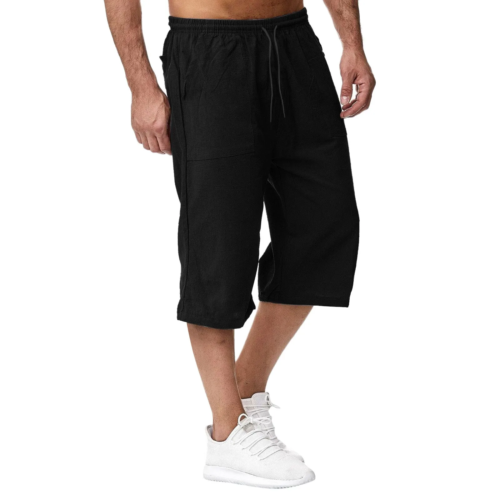 Men's Spring And Summer Cotton Sweatpants Jogging Pants Loose Casual Beach Vacation Capri Pants 5