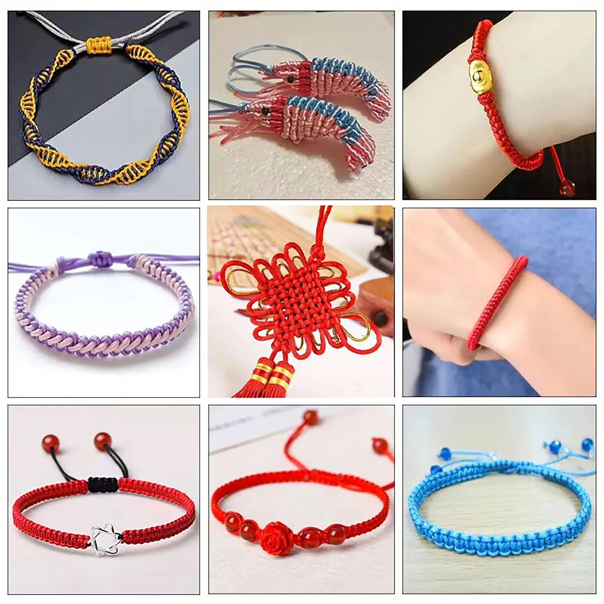 Nylon Cord 10/20/40/100M 2mm Nylon Line Cord Rope Chinese Knotting Rattail Satin Cords Bracelet Braided String DIY Tassels Shamballa Thread