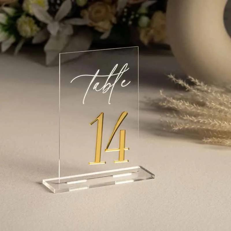 Frosted Acrylic Table Numbers Frosted Acrylic Sign Wedding Table Decor Wedding Signage Gold Numbers