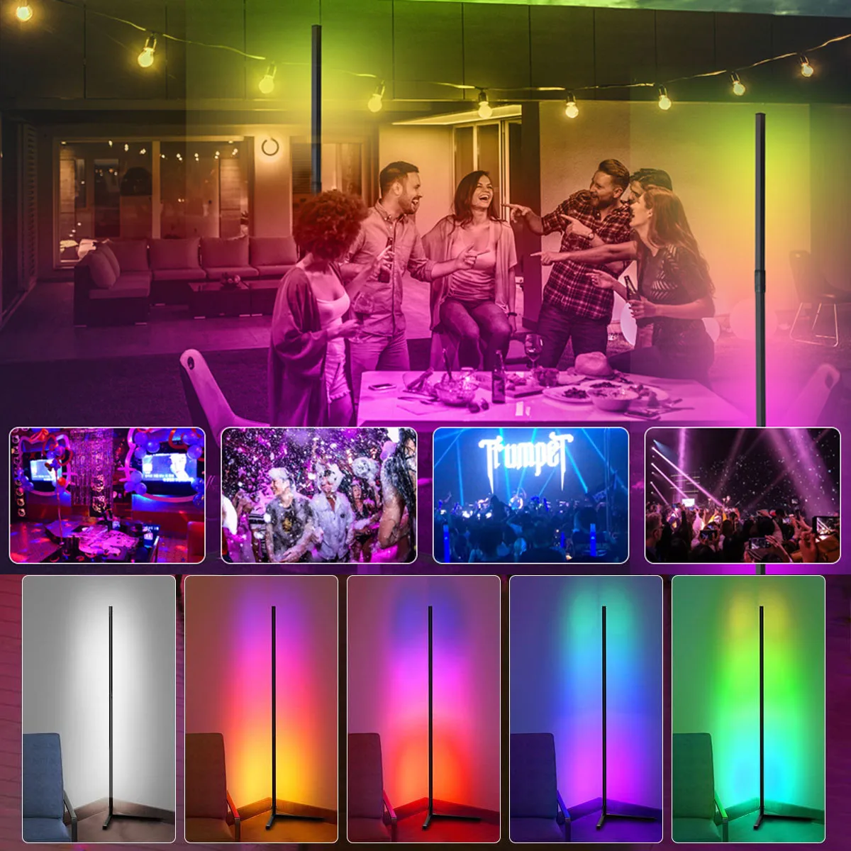 Corner Lamp Led Floor Rgb Light Bar With Remote And App - Temu