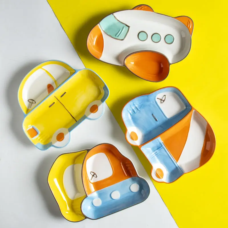 

Funny Plate Cute Children's Tableware Bowl Plate Ceramic Rice Bowl Cartoon Creative Baby Dining Bowl Breakfast Plate