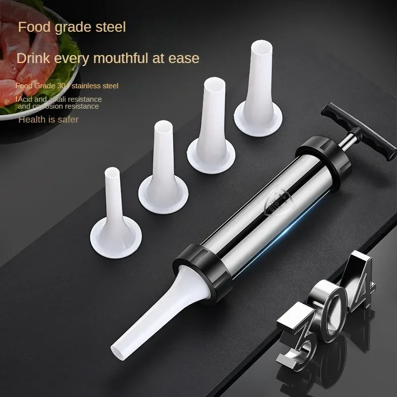 Stainless Steel Sausage Stuffer Jerky Gun Manaul Meat Syringe Home Made Homemade Sausage Tool Small Tool Filler Sausage Stuffer