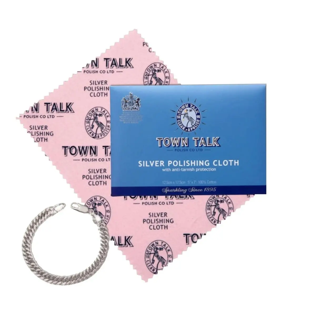 3PCS England Towntalk Silver Polishing Cloth Jewelry Anti-Tarnish Cleaning  Watches Natural Cotton Fiber 12.5*17.5cm 5*7inch