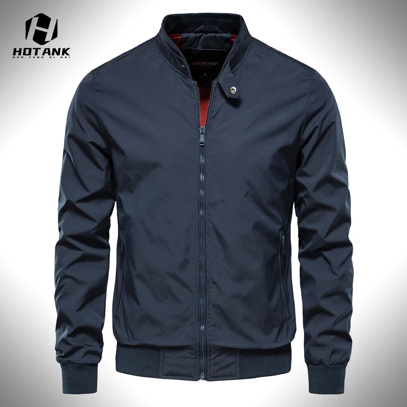 Brand New Bomber Jacket Mens Stand Collar Solid Color Business Casual Coat Autumn Winter Fashion Sports Baseball Jackets Men 5XL