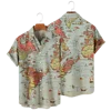 Summer Men's Shirts World Map Digital Printing Oversized Buttons Short Sleeves Loose Casual Slim Fit Shirts Fashion European Siz 2
