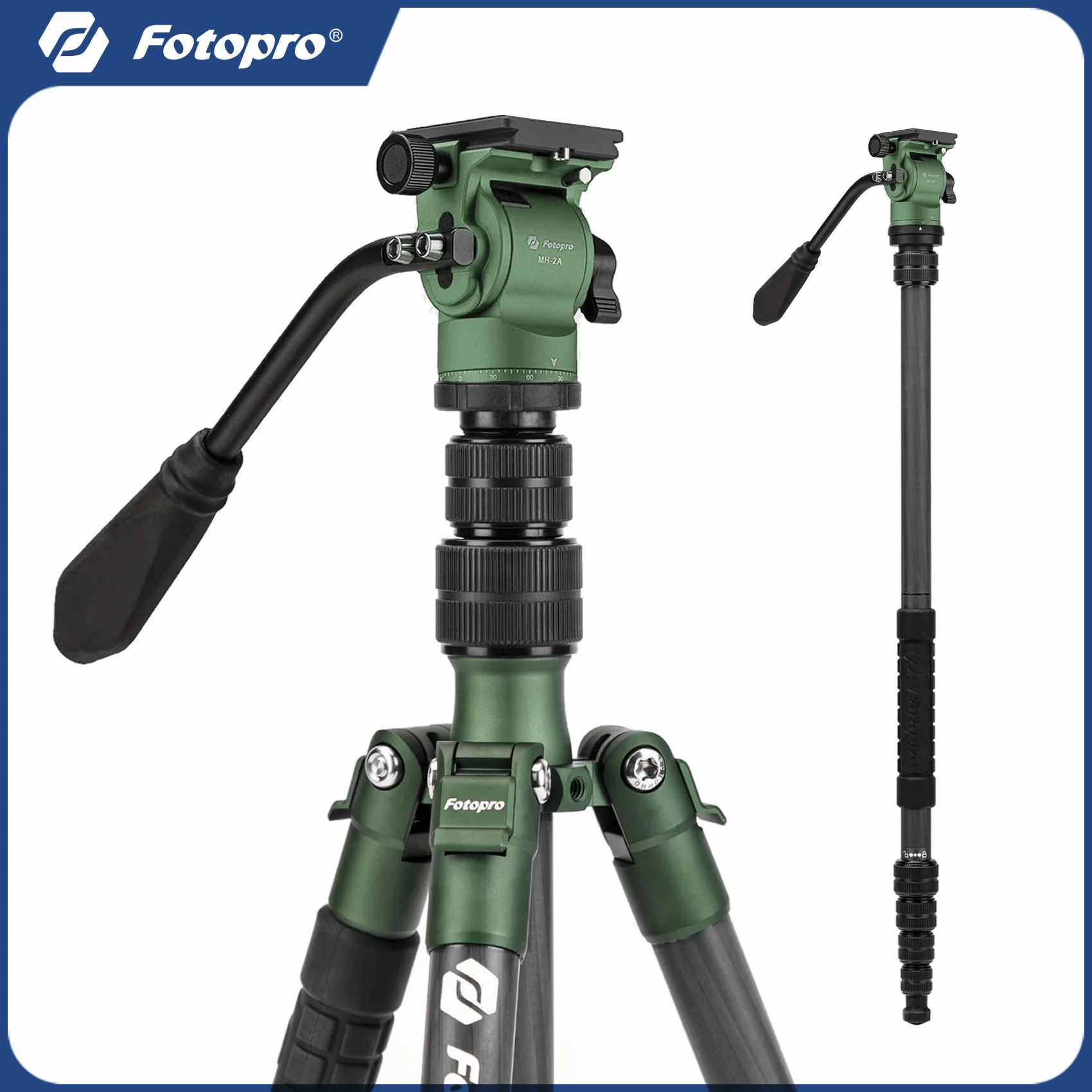Fotopro 59" Carbon Fiber Travel Tripod Compact Video Tripods Detachable Monopod for Camera X-GO E2