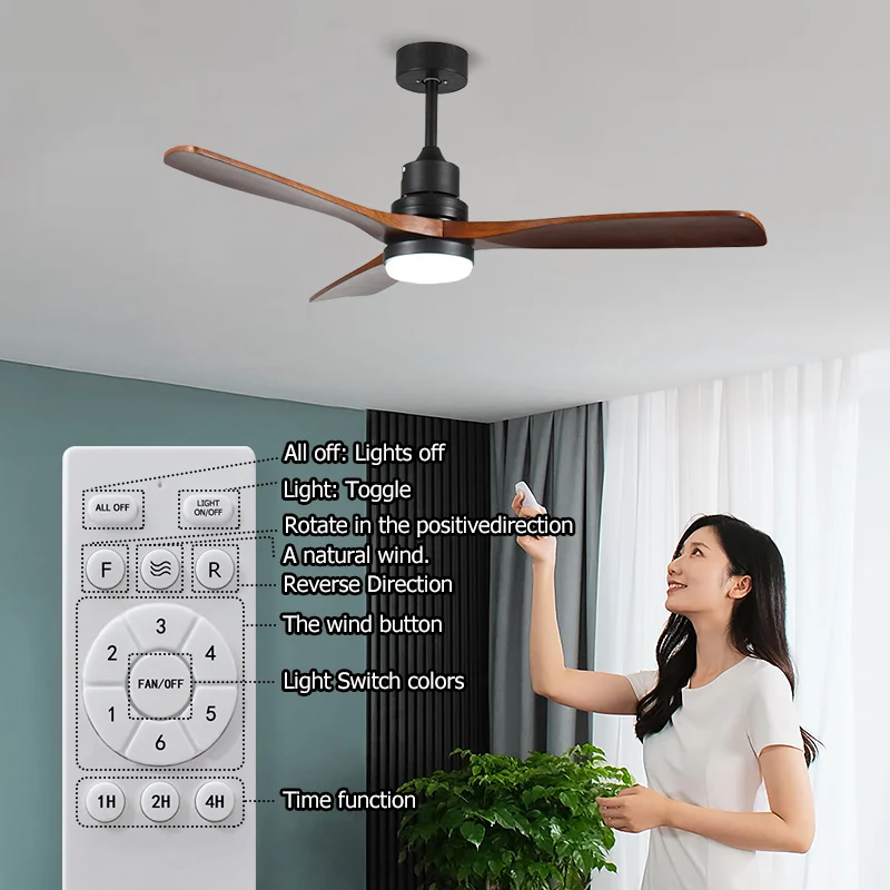 Description Picture 6 of itemWood Ceiling Fan with Lights and Remote Quiet Reversible DC Motor 3 Color LED Light 3 Blades 6 Speed Ceiling Fan for Living Room