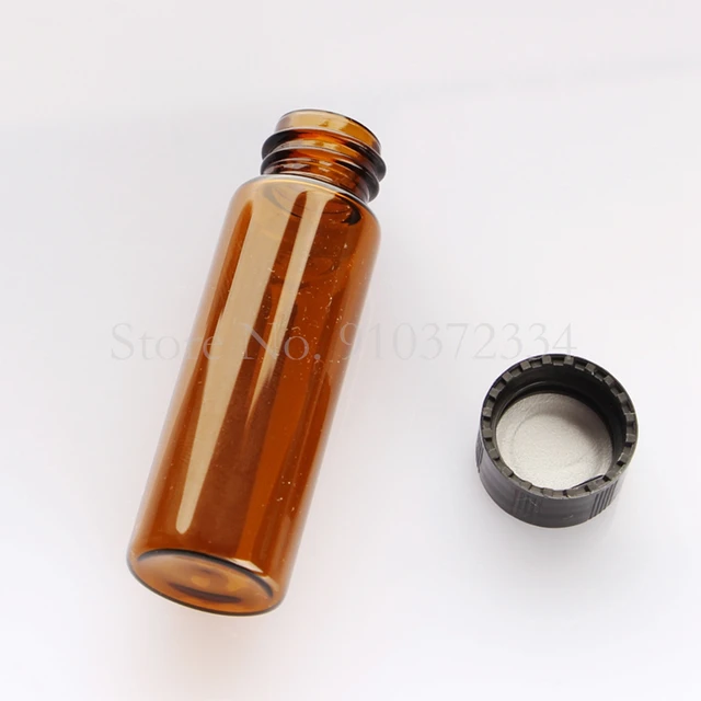 10ml Glass Sample Vials Liquid Clear Small with Screw Caps and Plastic  Plugs, Leak-Proof, 12PCS