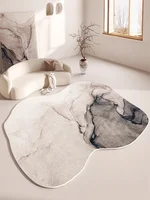Modern Irregular Living Room Carpet Abstract Marble Texture Carpet Black Gray Gradient Decorative Rug TPR Non-Slip Cloakroom Rug 1