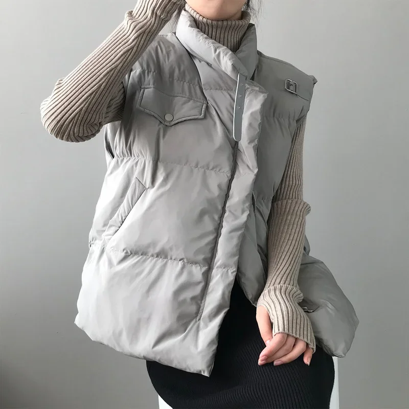 

Windproof Lightweight Gilet Warm Female Duck Down Coat Sleeveless 2023 Winter Women's Warm Solid Stand Collar Vest Waistcoat New