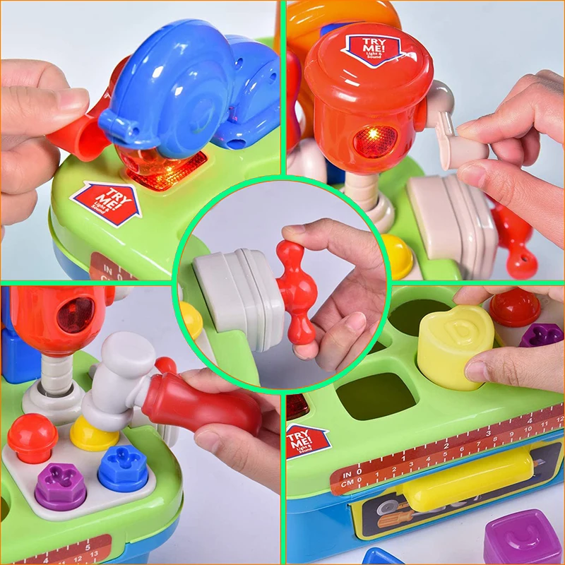Children Simulation Electric Drill Screw Pretend Repair Games Boys Repair Tool Table Disassembly Screw Play House Pretend Toys