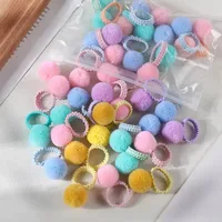 20Pcs Girls Colorful Plush Ball Elastic Hair Bands Kids Ponytail Ties Rubber Bands Headwear Hair Accessories Gift for Kids 5