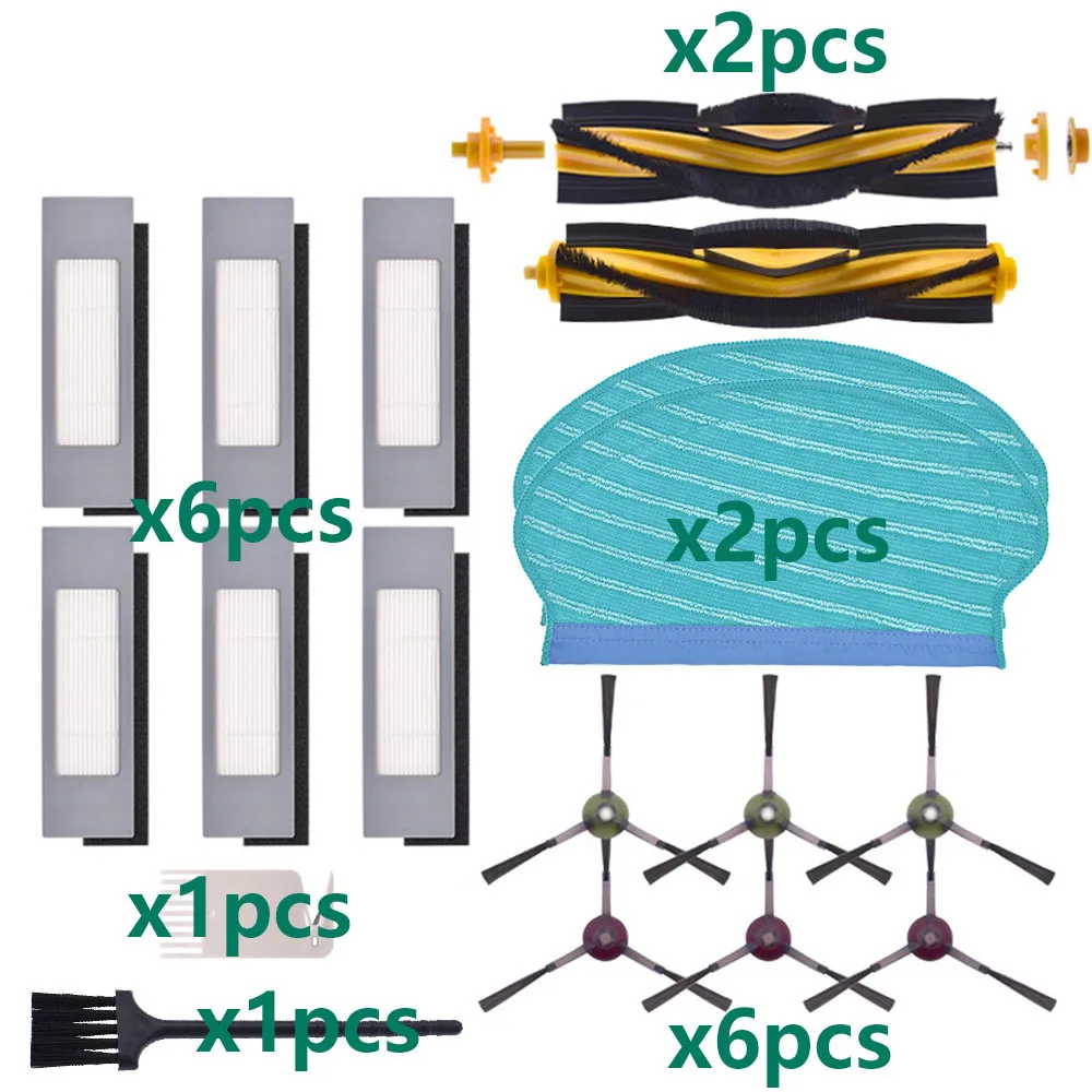 Filter Roller Main Side Brush Disposable Mop Cloth Compatible with Ecovacs Deebot OZMO 920 950 T5 Vacuum Cleaner Kit Accessories filter side brush mop cloth set for ecovacs deebot ozmo 920 950 vacuum cleaner parts replacement home accessories