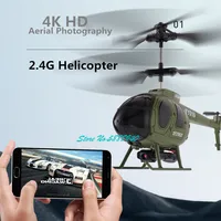 4K HD Camera Simulation Remote Control Helicopter Kids Toy 2.4G LED Lighting One Key Take Off APP Control WIFI FPV RC Helicopter 1