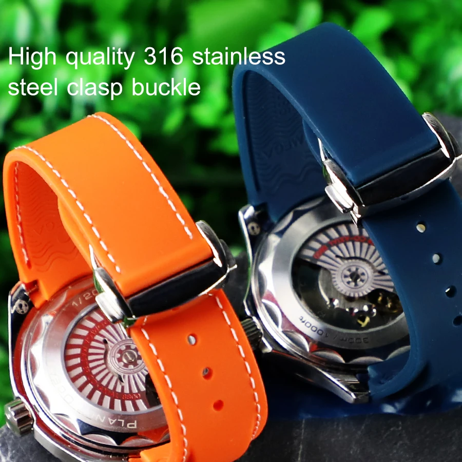 20Mm 22Mm Cinturino In Gomma Per Omega Seamaster 300M 600M Planet Ocean Gmt Choronograph Aqua Terra Cinturino Per Orologio Bracciali Subacquei