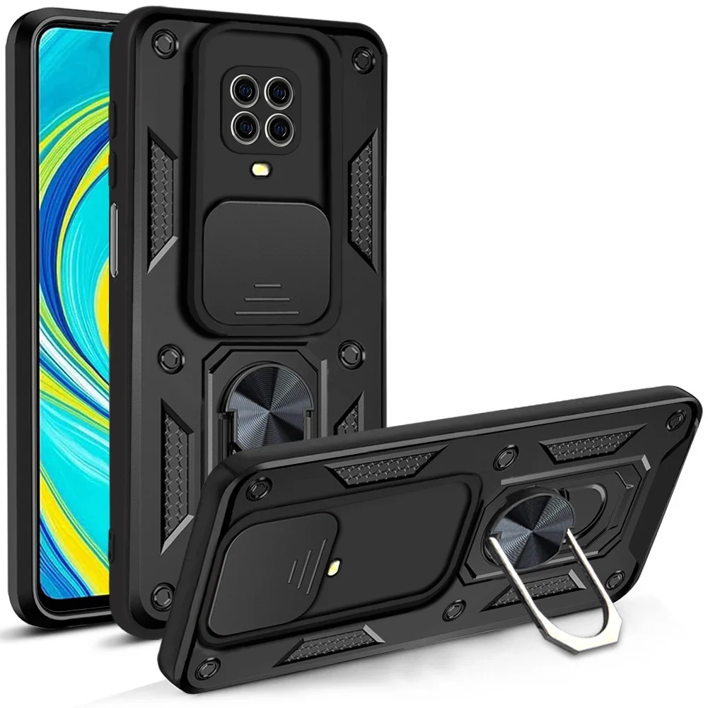 Slide Camera Lens Protective Case for Xiaomi Redmi Note 9 Pro 9T 9S Note9 Car Holder Magnetic Armor Shockproof Bumper Case Cover 4