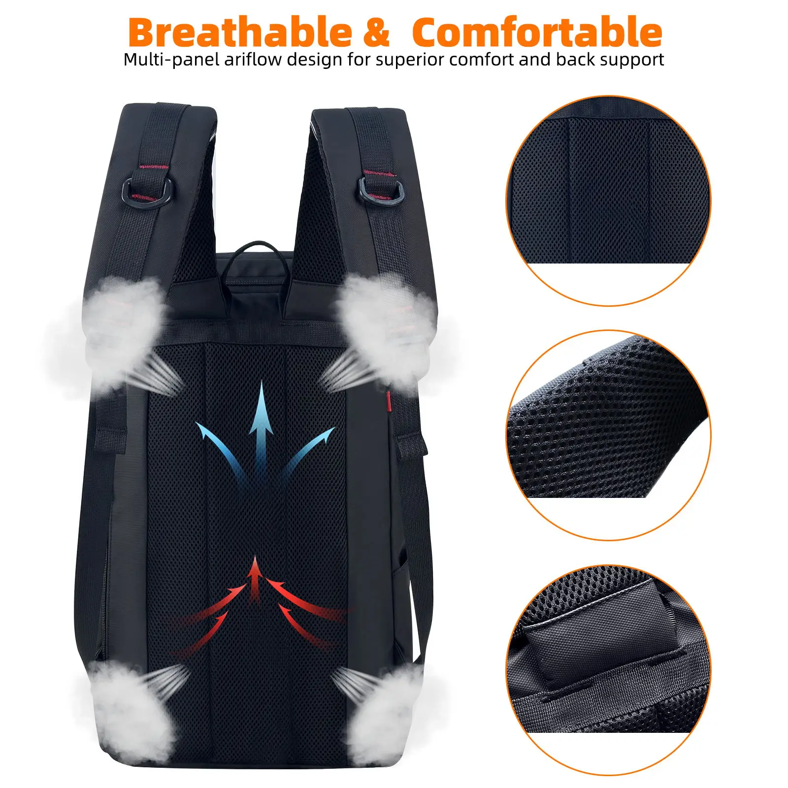 TPAID Fashion Men Business Laptop Backpack Waterproof 19.7 inch Large Capacity Travel Bag Flap Pocket
